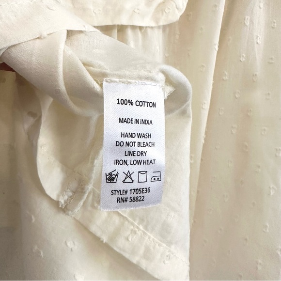 Max Studio Embroidered Eyelet Flutter Sleeve Blouse 100% Cotton Sz M - Picture 6 of 8